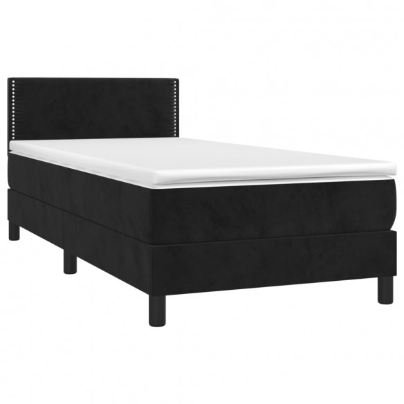 Cadre de lit avec matelas LED Noir 100x200cm Velours