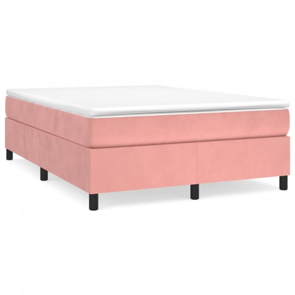 Cadre de lit avec matelas Rose 140x200 cm Velours