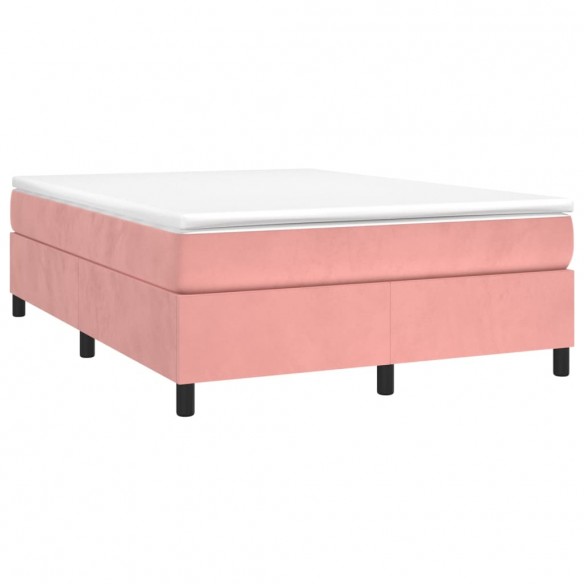 Cadre de lit avec matelas Rose 140x200 cm Velours