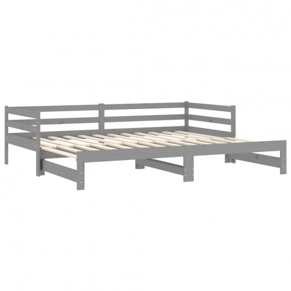 Lit coulissant 2x(90x200) cm Gris Bois de pin massif