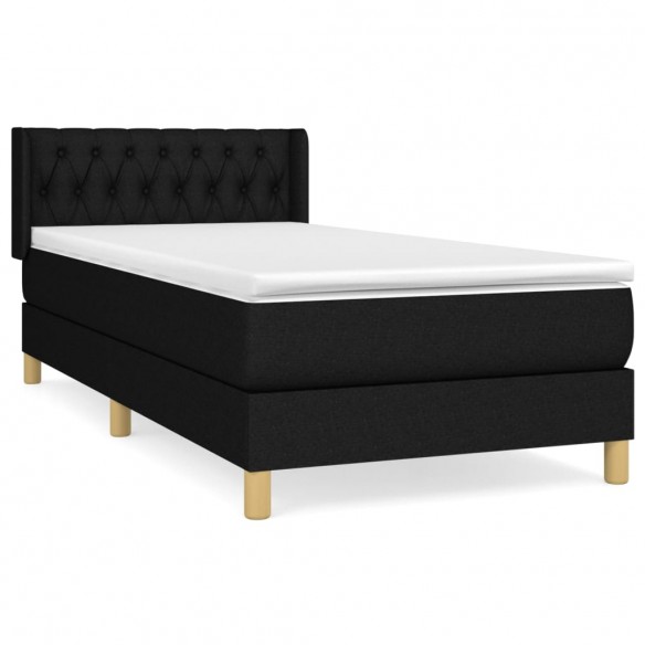 Cadre de lit avec matelas Noir 90x190 cm Tissu