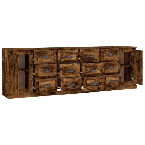 Buffets 3 pcs Chêne fumé Bois d'ingénierie