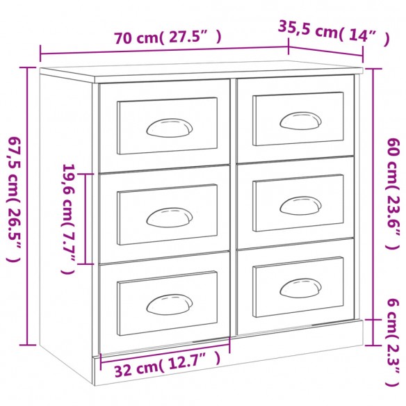 Buffets 3 pcs Chêne fumé Bois d'ingénierie