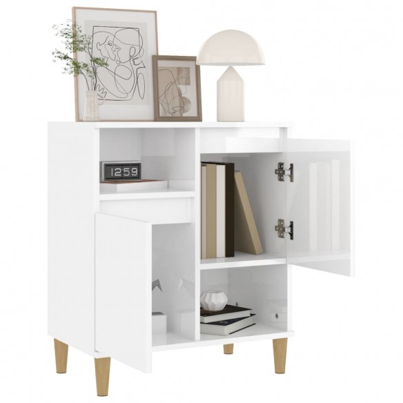 Buffet Blanc brillant 60x35x70 cm Bois d'ingénierie