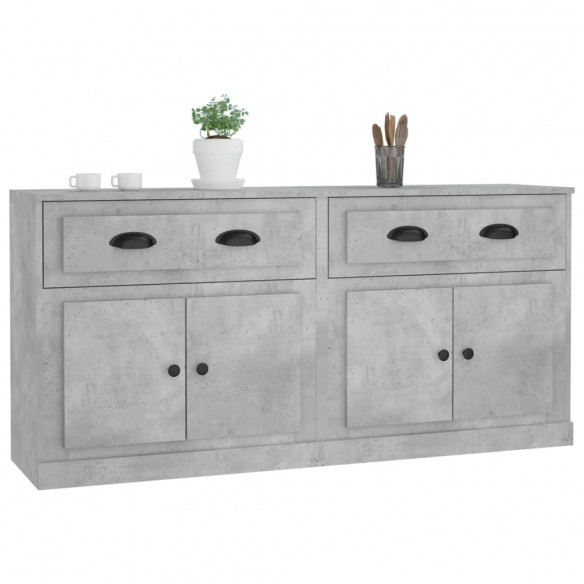 Buffets 2 pcs gris béton bois d'ingénierie