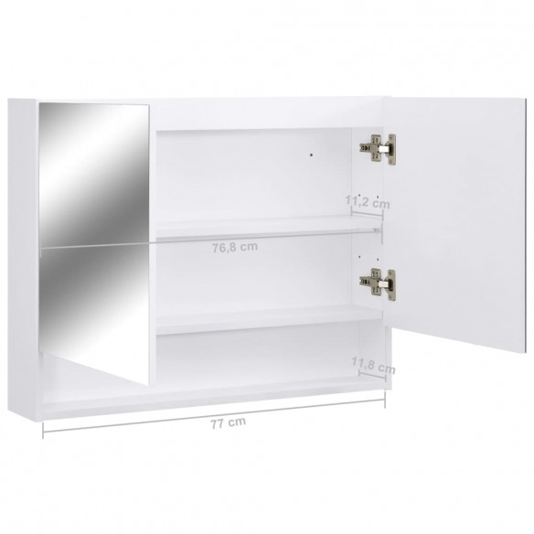 Armoire à miroir de salle de bain LED Blanc 80x15x60 cm MDF