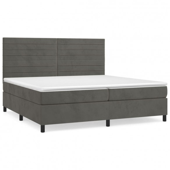 Cadre de lit et matelas Gris foncé 200x200cm Velours