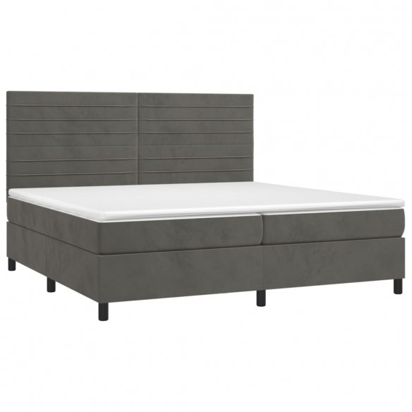 Cadre de lit et matelas Gris foncé 200x200cm Velours