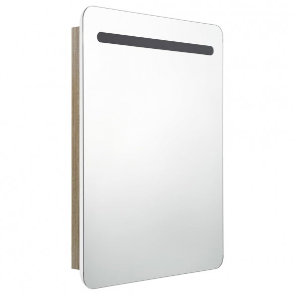 Armoire de salle de bain à miroir LED blanc et chêne 60x11x80cm