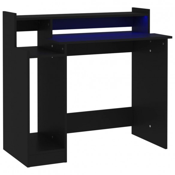 Bureau avec lumières LED noir 97x45x90 cm bois d'ingénierie