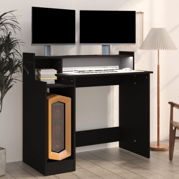 Bureau avec lumières LED noir 97x45x90 cm bois d'ingénierie