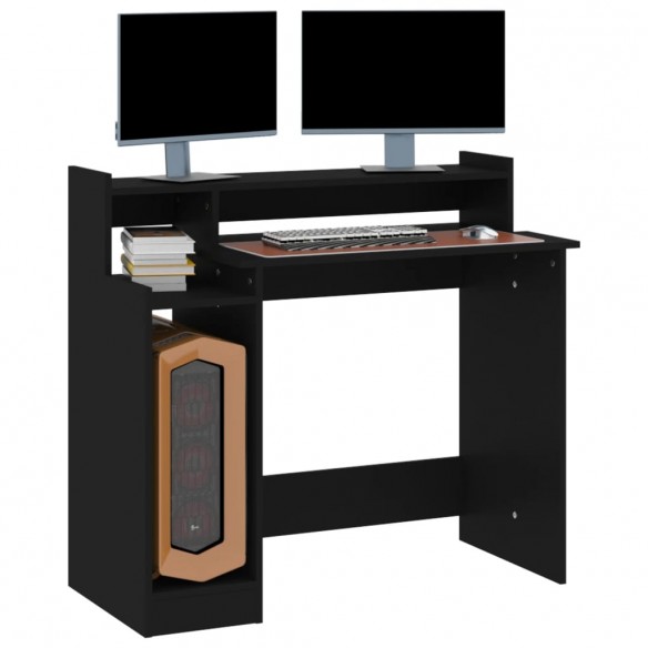 Bureau avec lumières LED noir 97x45x90 cm bois d'ingénierie