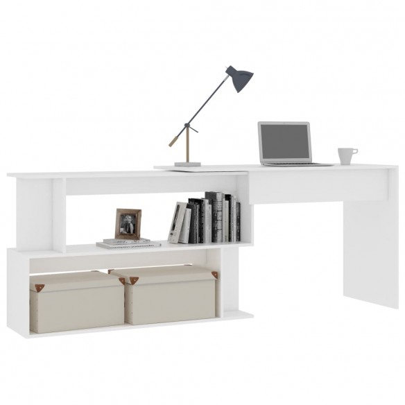 Bureau d'angle Blanc 200x50x76 cm Aggloméré