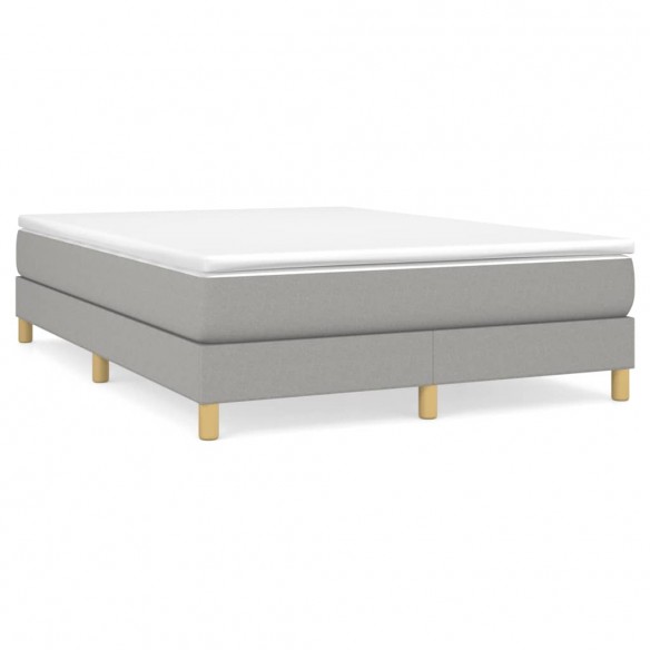 Cadre de lit avec matelas Gris clair 140x200cm Tissu