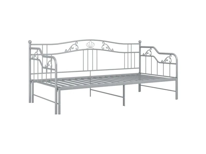 Cadre de canapé-lit extensible Gris Métal 90x200 cm