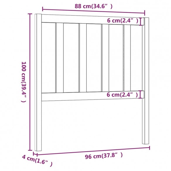 Tête de lit 96x4x100 cm Bois massif de pin