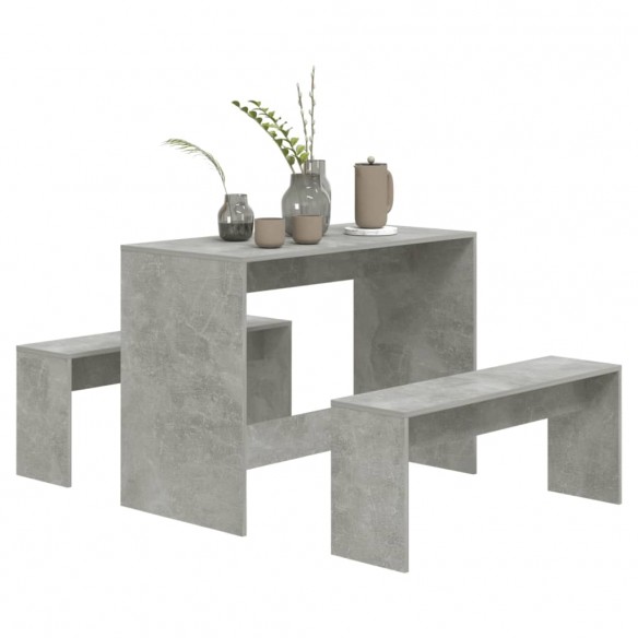 Ensemble de salle à manger 3 pcs Gris béton Aggloméré