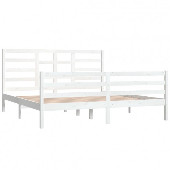 Cadre de lit Blanc Bois massif 180x200 cm Super King