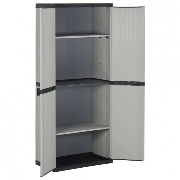 Armoire de rangement de jardin 3 étagères Gris/noir 68x40x168cm