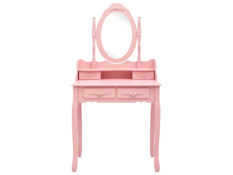 Ensemble de coiffeuse avec tabouret Rose 75x69x140 cm Paulownia