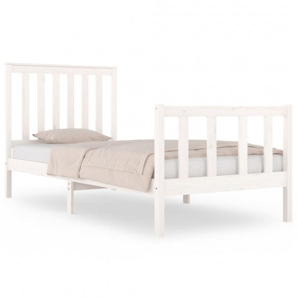 Cadre de lit Blanc Bois de pin massif 90x190 cm Simple