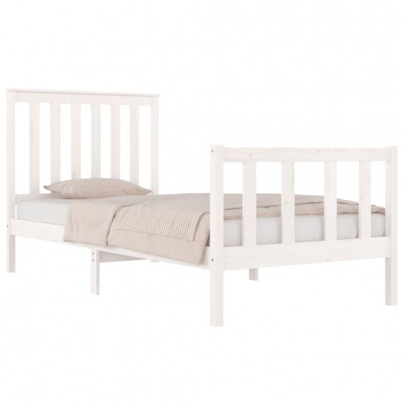 Cadre de lit Blanc Bois de pin massif 90x190 cm Simple