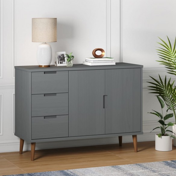 Buffet MOLDE Gris 113x40x80 cm Bois massif de pin