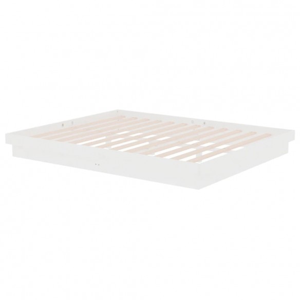 Cadre de lit blanc bois massif 160x200 cm