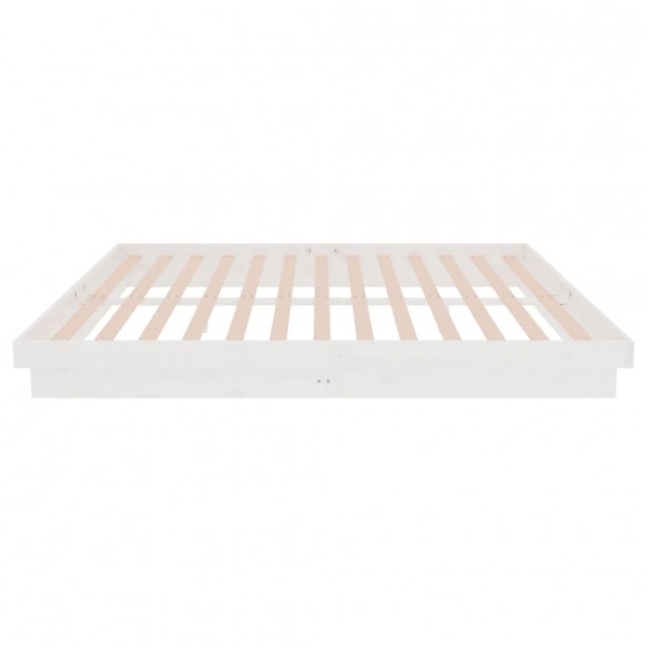 Cadre de lit blanc bois massif 160x200 cm