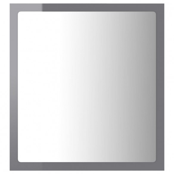 Miroir LED de salle de bain Gris brillant 40x8,5x37cm Acrylique