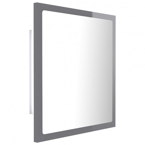 Miroir LED de salle de bain Gris brillant 40x8,5x37cm Acrylique