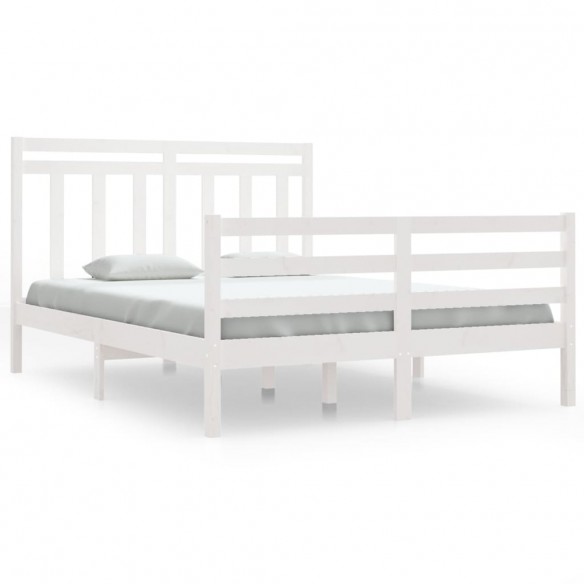 Cadre de lit Blanc Bois massif 140x190 cm