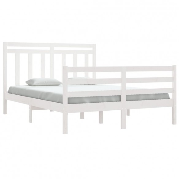 Cadre de lit Blanc Bois massif 140x190 cm