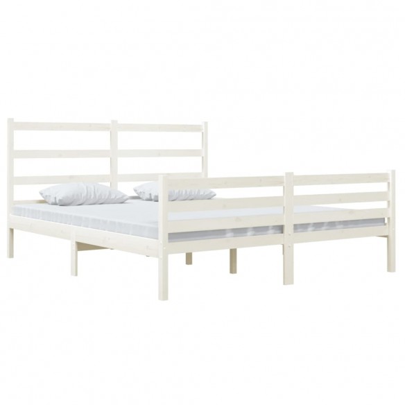 Cadre de lit Bois de pin massif 140x190 cm Blanc