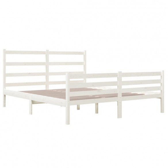 Cadre de lit Bois de pin massif 140x190 cm Blanc