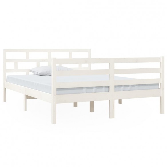 Cadre de lit Blanc Bois massif 140x190 cm