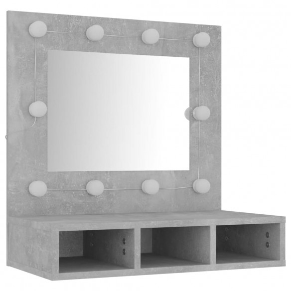 Armoire à miroir avec LED Gris béton 60x31,5x62 cm