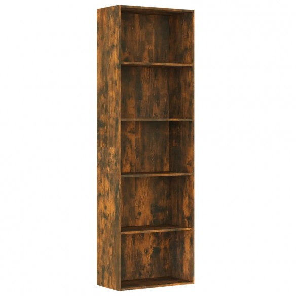 Bibliothèque 5 niveaux Chêne fumé 60x30x189cm Bois d'ingénierie