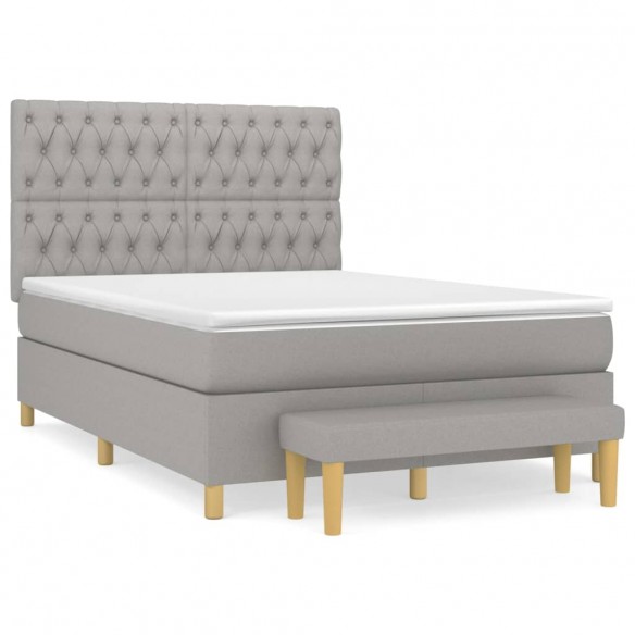 Cadre de lit avec matelas Gris clair 140x190cm Tissu