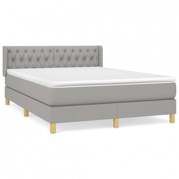 Cadre de lit avec matelas Gris clair 140x200cm Tissu