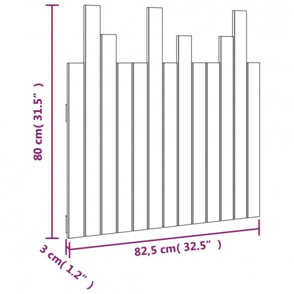 Tête de lit murale Blanc 82,5x3x80 cm Bois massif de pin