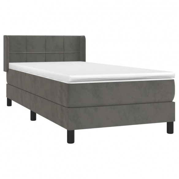 Cadre de lit et matelas Gris foncé 80x200 cm Velours