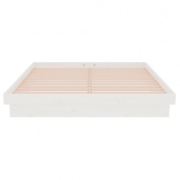 Cadre de lit blanc bois massif 140x190 cm