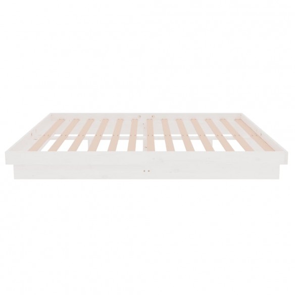 Cadre de lit blanc bois massif 140x190 cm