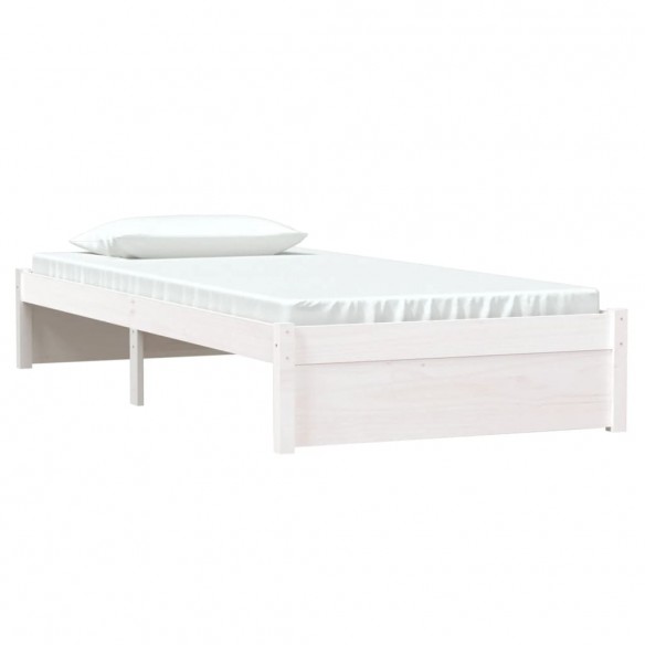 Cadre de lit Blanc Bois massif 90x190 cm Simple