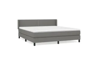 cadre de lit avec matelas Gris foncé 160x200cm Tissu 2