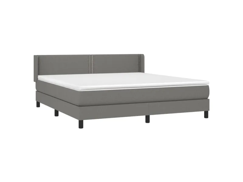 cadre de lit avec matelas Gris foncé 160x200cm Tissu