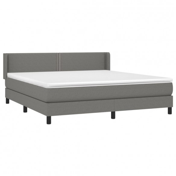 Cadre de lit avec matelas Gris foncé 160x200cm Tissu