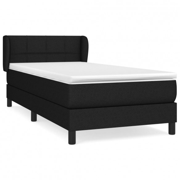 Cadre de lit avec matelas Noir 90x200 cm Tissu