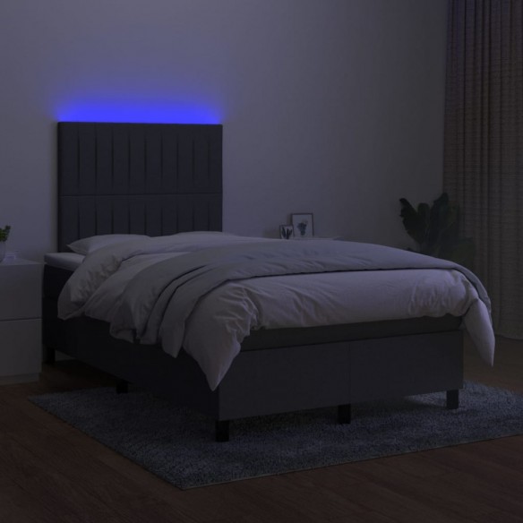 Cadre de lit et matelas et LED Gris foncé 120x200 cm